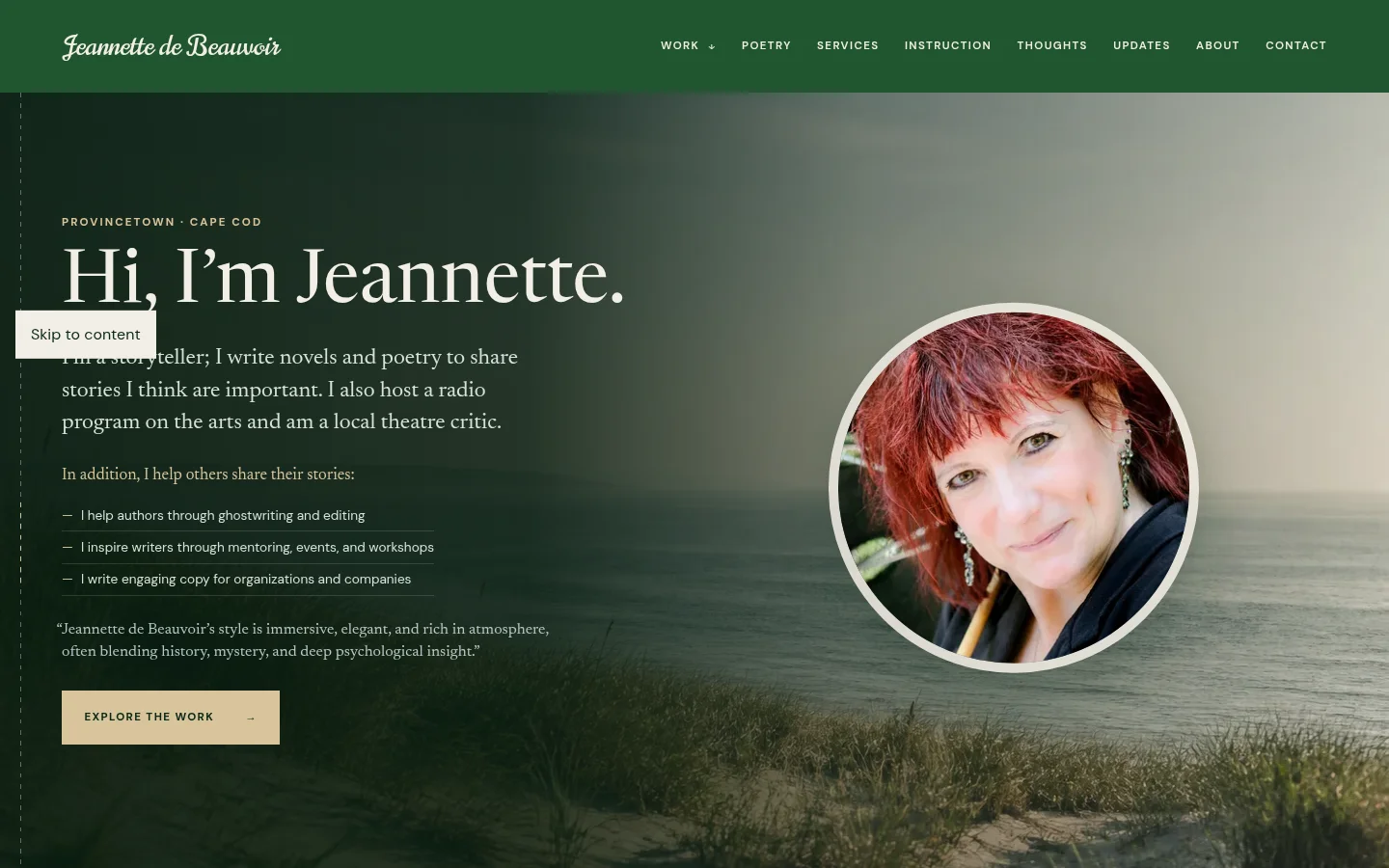 Jeannette de Beauvoir website homepage